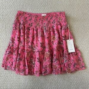 Joie Shirred Floral-Print Mini Skirt -‎ Size Large